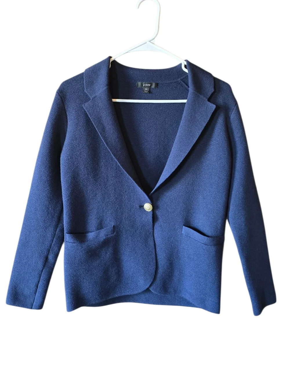 J. CREW Camille Sweater Blazer Navy Blue Size XS Wool Blend